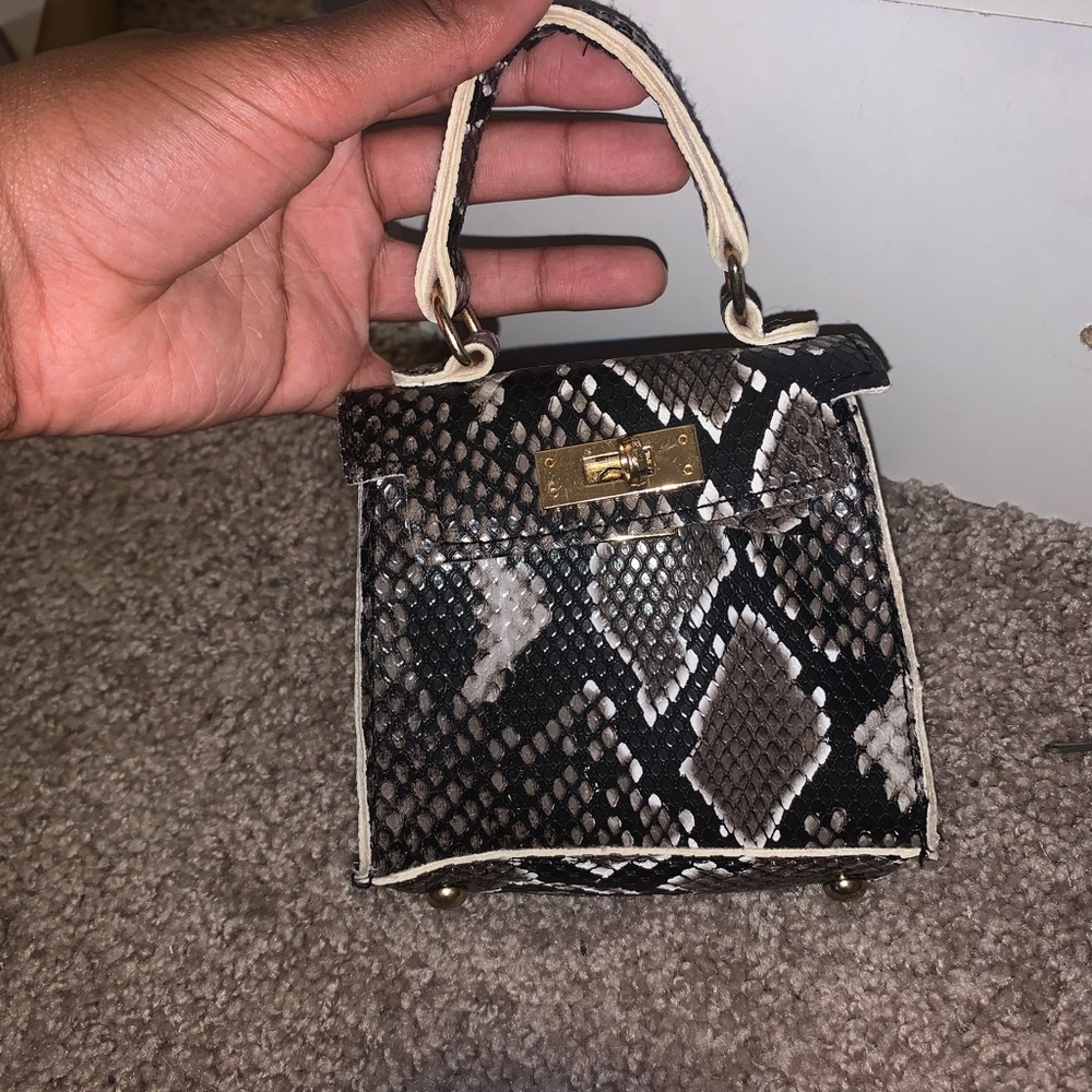 snake skin printed mini bag